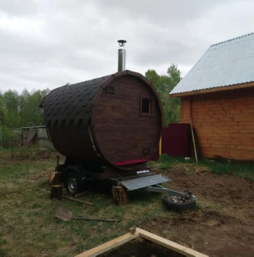 Монтаж бани-бочки №413 от 23.04.2021 в Малгобеке